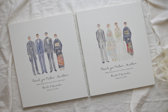 【お客ページ】（ななみ様）オーダー似顔絵☆結婚式や結婚記念日のギフトに 銀婚式 プレゼント 記念品 お祝い 似顔絵 贈り物 両親 親へ