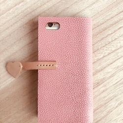 さくらピンク・名入れ手帳型iPhoneケース（♡ボタン） 4枚目の画像