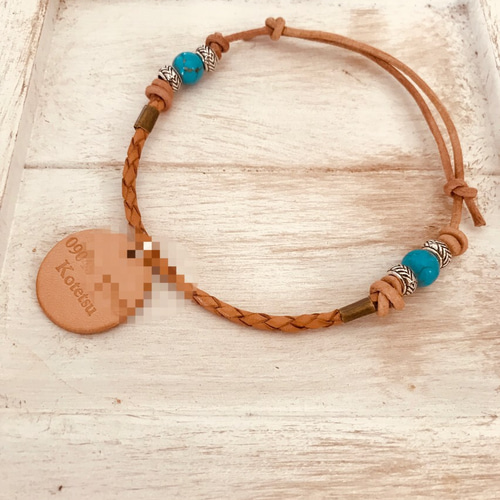 編み革紐ブルーストーンチョーカー ペット服・アクセサリー わんかわ