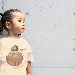 モンブラン　栗　名入れTシャツ　リンクコーデ　親子コーデ　お揃い　子供　キッズ　プレゼント　ギフト　カフェ　秋カラー 2枚目の画像