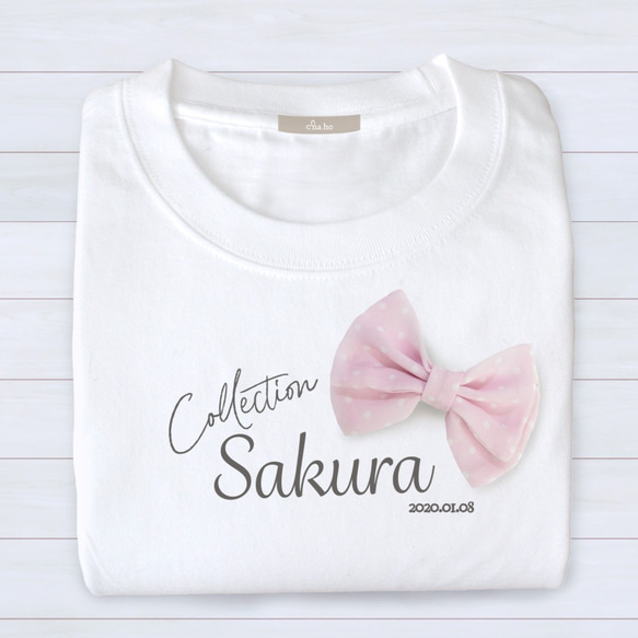 ドット柄リボン 名前入りTシャツ リンクコーデ 親子コーデ お揃い 子供 