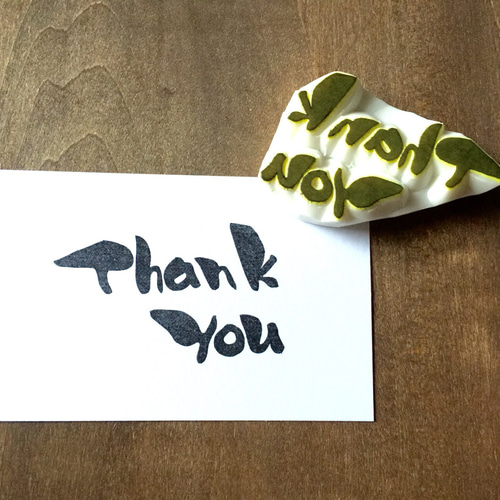 注文割引 筆文字消しゴムハンコ『thank you』 N#craft はんこ・スタンプ 文房具・ステーショナリー