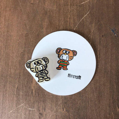 消しゴムはんこ 「レトロ村のなかまたち」クマたん はんこ