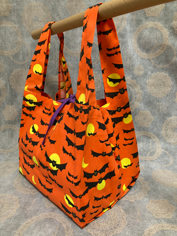 コンビニサイズ　エコバッグ　ハロウィン　コウモリ 1枚目の画像