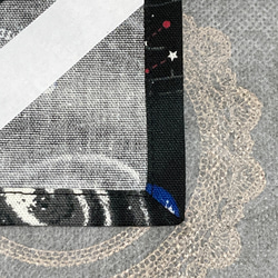 給食袋　二枚仕立て　ランチマット　ナフキン　35✖️45 男の子　宇宙　コスモ　黒　ブラック　ネームテープ付き 3枚目の画像
