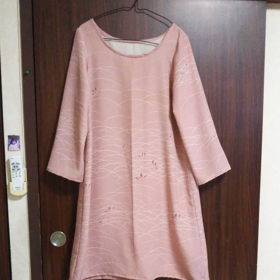 NW12着物リメイクワンピース着丈113センチ身幅52センチ正絹 NW12着物リメイクワンピース着丈113センチ身幅52センチ正絹