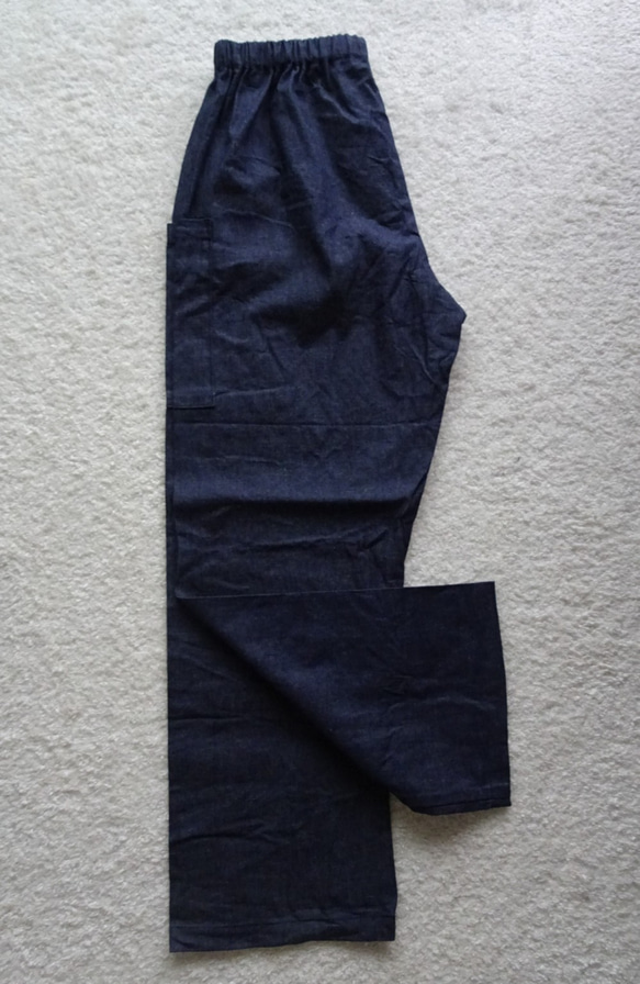 受注制作　８オンス インディゴデニムの丈長パンツ（総丈１０0ｃｍ） 8枚目の画像