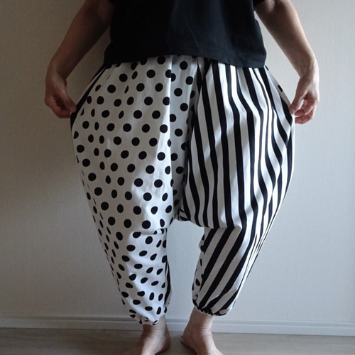 ドット柄Tシャツ地☆快適サルエルパンツ！！ びびっ