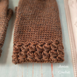 かぎ針編みのハンドウォ―マー・ブラウン・メリノウール100% 5枚目の画像