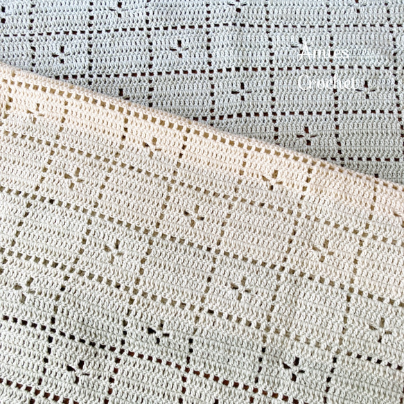 〈送料込〉グラデーションの糸で編んだ小花模様のブランケット 膝掛け 手編み ブランケット ベビーブランケット 9枚目の画像