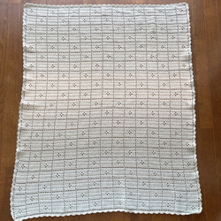 〈送料込〉グラデーションの糸で編んだ小花模様のブランケット 膝掛け 手編み ブランケット ベビーブランケット 10枚目の画像