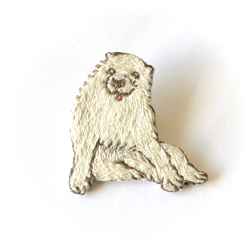 えりちんさまオーダー品】長沢芦雪「白象黒牛図屏風」手刺繍ブローチ  