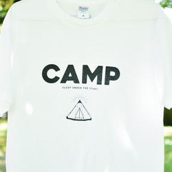 CAMP Tシャツ（メンズM／ホワイト✕ブラック） 2枚目の画像