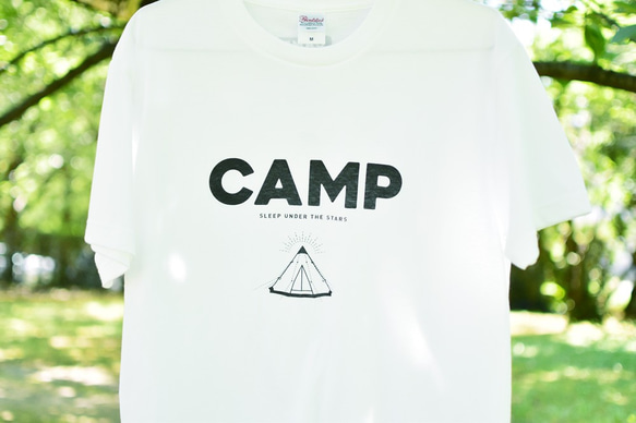 CAMP Tシャツ（メンズM／ホワイト✕ブラック） 2枚目の画像