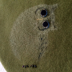 暖かウール 隠れフクロウひなマフラー グリーン 3枚目の画像