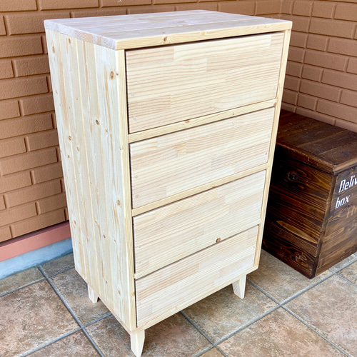 creema限定 無印 北欧風 アンティーク風 4段かわいいチェスト ミルキー