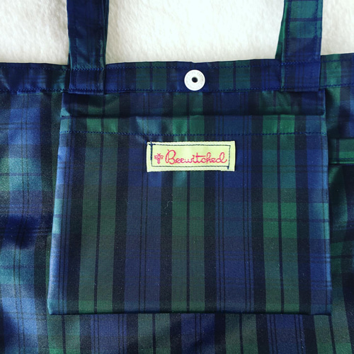 大人気！再再々販☺︎素敵エコバッグ ポケット付✴︎タータンチェック