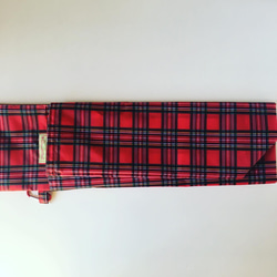 大人気！再再々販可愛いエコバッグ　ミニトート　撥水地　タータンチェック赤ロイヤルステュワート　コンパクト　収納カラビナ付 5枚目の画像