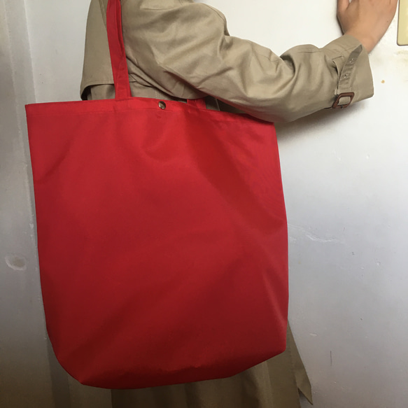 再々販です☺︎素敵定番エコバッグ ポケット付き サブバッグ✴︎赤無地