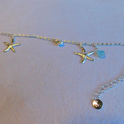 《 SeaBlue anklet 》〜海星と海の雫 silver925〜 4枚目の画像