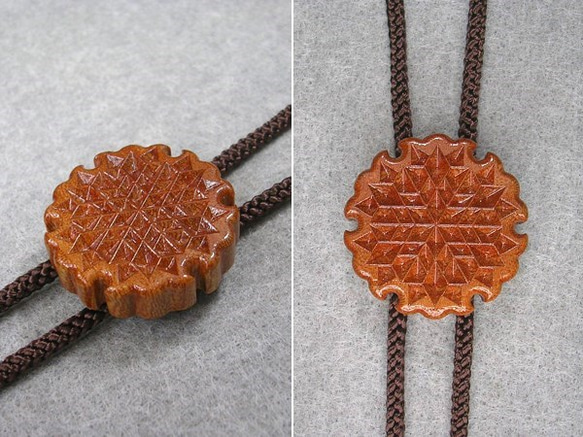 ループタイ（Bolo Tie）雪紋様レリーフ 4枚目の画像