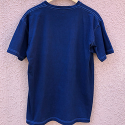 オールシーズンに活躍！『２０２０新作柄』藍染め厚地Tシャツ XLサイズ 藍格子柄 男女兼用『一点物』 5枚目の画像