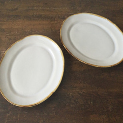 白楕円皿（金ふち） 3枚目の画像