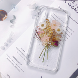 花束iPhone12/11/15 XR 14pro 押し花ケース  全機種対応人気スマホケース Xperia10III 2枚目の画像