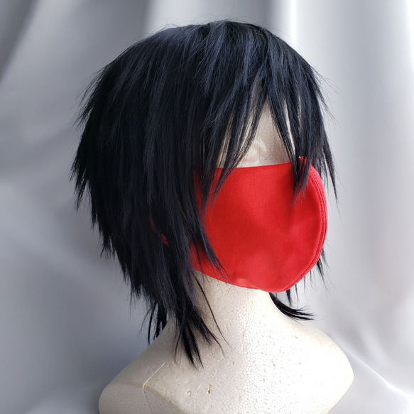 【送料無料】ストレッチ立体マスク１枚　レッド　赤　無地　伸縮性あり　立体裁断　布マスク　化学繊維 5枚目の画像