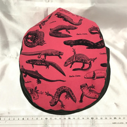 【オリジナル生地】有尾類博物画ハンチング帽（赤） 3枚目の画像