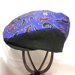 【オリジナル生地】アカハライモリハンチング帽（青紫） 2枚目の画像