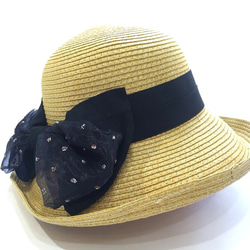 ホロドット・シフォンリボン帽子 2枚目の画像