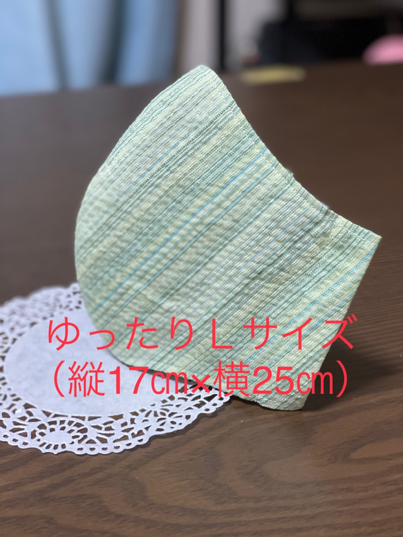 1000円→880円！　夏〜秋にも　しじら織・接触冷感！マスクシートも入る！　男性・大きいサイズ　涼しげマスク　接触冷感 1枚目の画像