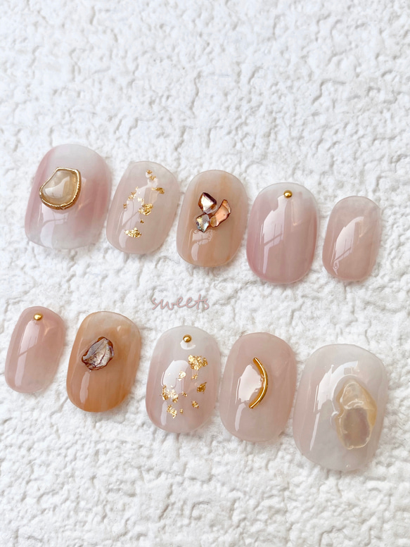 人気デザイン ニュアンスネイル ネイルチップ ハンドメイド かわいいニュアンスネイル☆彡 ネイルチップ（つけ爪） sweets.nail