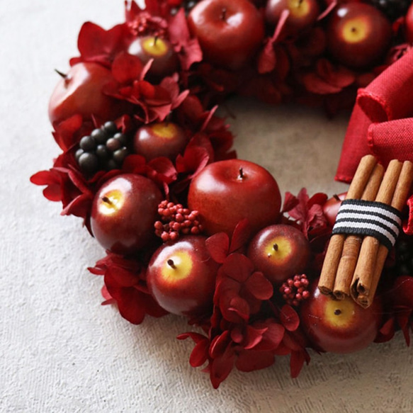 【超早割2023】りんご＆ベリーの赤いリース☆クリスマス 2枚目の画像
