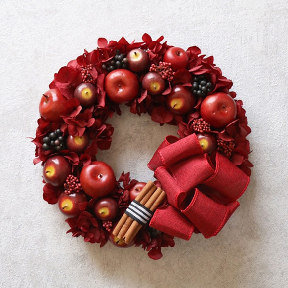 【超早割2023】りんご＆ベリーの赤いリース☆クリスマス 4枚目の画像
