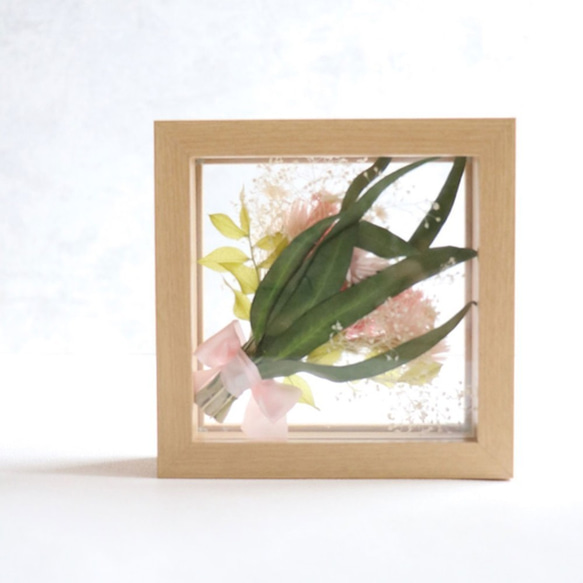 木製ガラスフレーム◇ミニブーケ（ピンク）ギフト　母の日 3枚目の画像