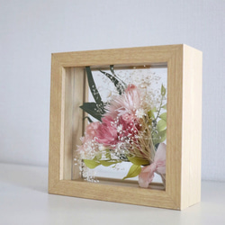 木製ガラスフレーム◇ミニブーケ（ピンク）ギフト　母の日 2枚目の画像