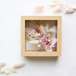 木製ガラスフレーム◇ミニブーケ（ホワイト＆ピンク)ギフト 6枚目の画像