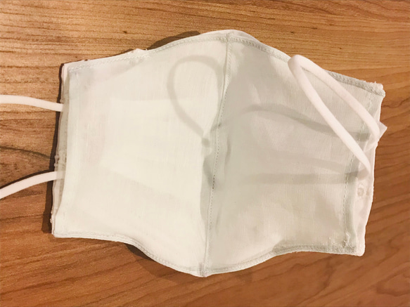 スポエリー アイスコットン サークルレース 不織布マスクカバー  接触冷感 天然素材 綿 麻 白 ミント 3枚目の画像