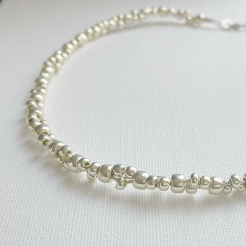 No.211_【雫】Silverビーズ編みネックレス ブレスレット Rina.Yk No.211_【雫】Silverビーズ編みネックレス ブレスレット Rina.Yk