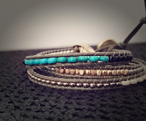 No.57_★再販★【ターコイズ】 3連ラップブレスレット