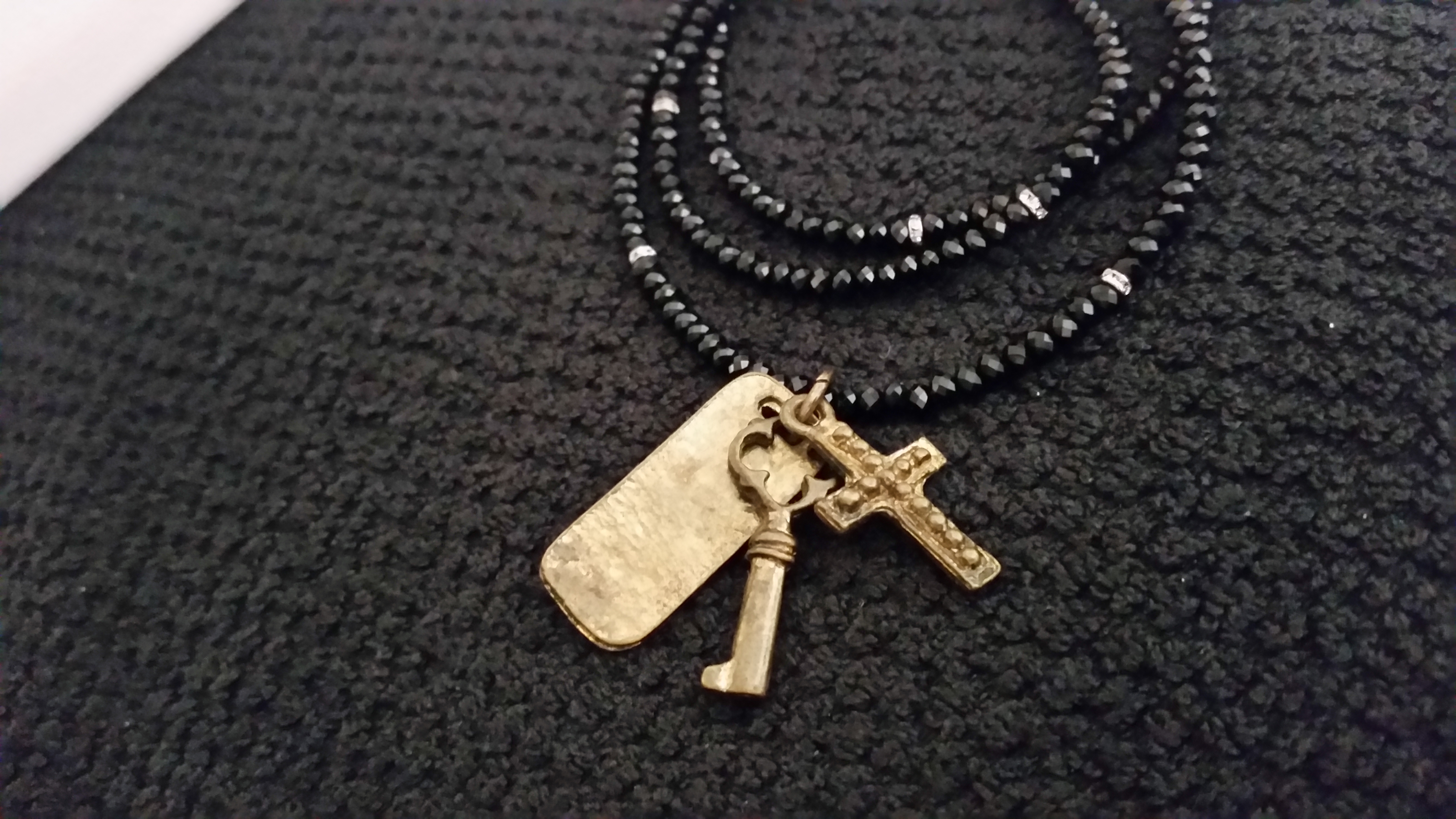 No.60_★再販★【Black】ヴィンテージ クロスヘット　 ダイヤビーズ 4,500円