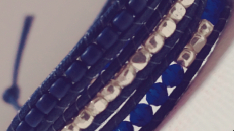 No.107_【Blue×Blue×Silver】 3連ラップブレス