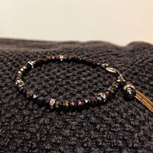 D7018【スワロフスキー】シュルーク ブラック ブレスレット SWAROVSKI - スワロフスキー ブレスレット アクセサリー レザー