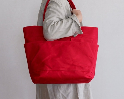 ダブルポケット Lトート 赤 / 9号帆布 トートバッグ aoya bags 通販