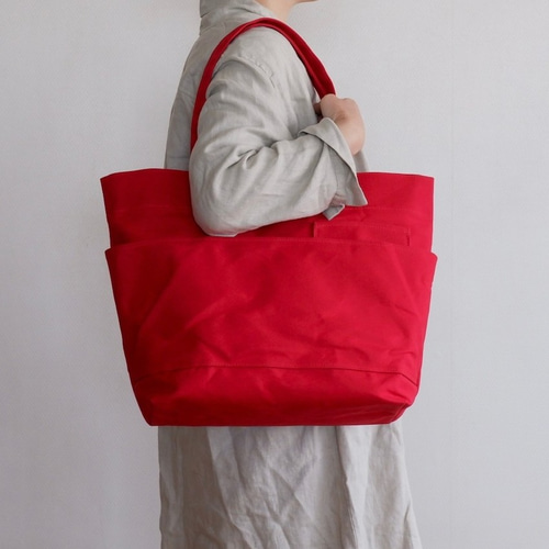 ダブルポケット Lトート 赤 / 9号帆布 トートバッグ aoya bags 通販