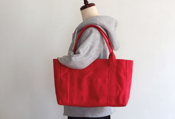 トートバッグ 01【マチ10㎝】 赤 / 9号帆布 トートバッグ aoya bags