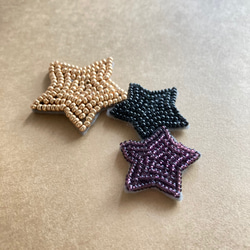 スターブローチ　縦　ビーズ刺繍 2枚目の画像