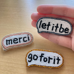 go for it ふきだしブローチ　ビーズ刺繍　 5枚目の画像